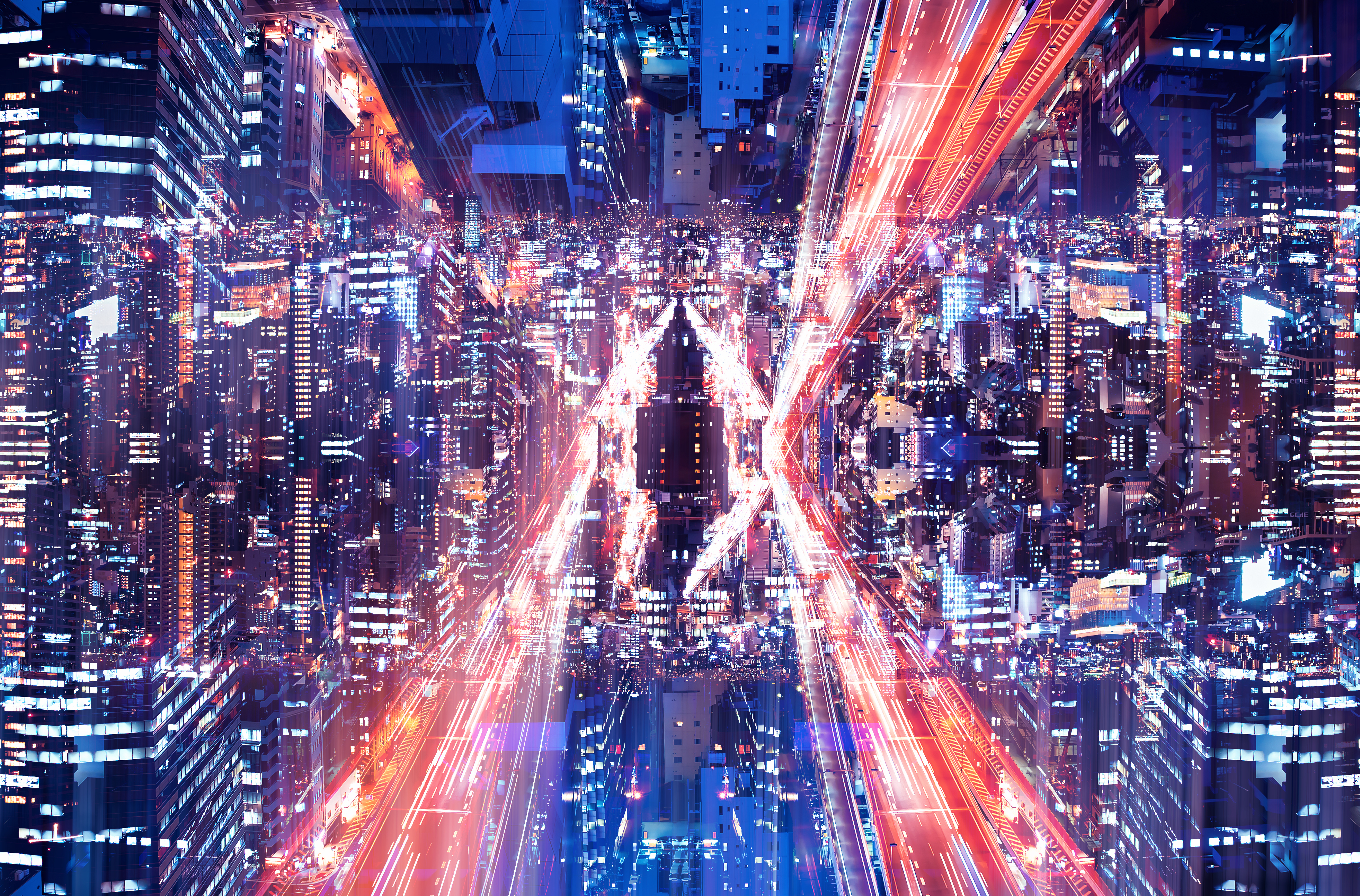 Abstract overhead image of a cityscape